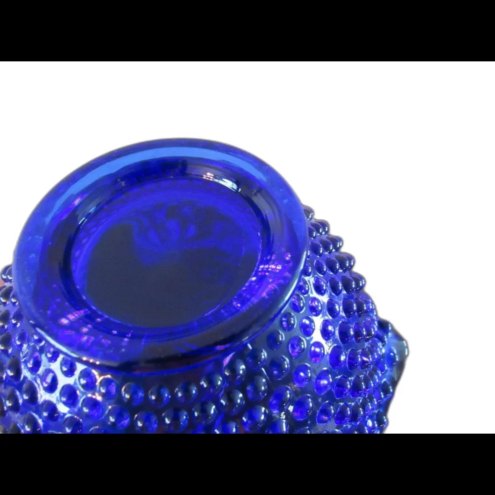 Vintage Fenton Hobnail Cobalt blue small basket Ruffled edge